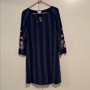 J. Jill Black Floral Midi Dress